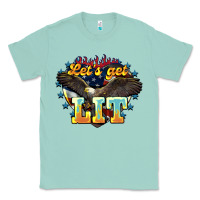 Seafoam Let's get lit America Eagle 4th of july Classic Tee - HowdyJamesFarm