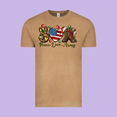 Peace Love Army Christmas 4th Of July Vintage Tee Designed By Howdyjamesfarm