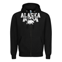 Black Alaska Mountains Forest Hunting Usa Zipper Hoodie - longCreatives