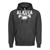 Charcoal Heather Alaska Mountains Forest Hunting Usa Zipper Hoodie - longCreatives