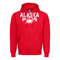 Red Alaska Mountains Forest Hunting Usa Zipper Hoodie - longCreatives