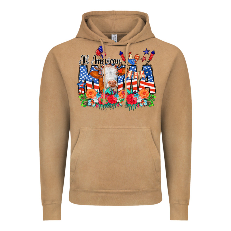 All American Mama Cow Flowers Vintage Hoodie by CowCowDesign | Teevron