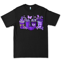 Black Cancer coffee cups purple ribbon Premium Tee - NancyCooperArtShop