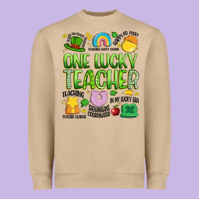 One Lucky Teacher Lucky Charm Heavyweight Sweatshirt Designed By Artiststas