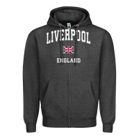 Charcoal Heather Liverpool England Vintage Athletic Sports Design Zipper Hoodie - longCreatives