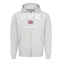 Dove Grey Liverpool England Vintage Athletic Sports Design Zipper Hoodie - longCreatives