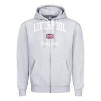 Heather Grey Liverpool England Vintage Athletic Sports Design Zipper Hoodie - longCreatives
