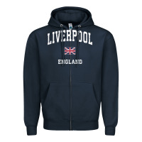 Navy Liverpool England Vintage Athletic Sports Design Zipper Hoodie - longCreatives