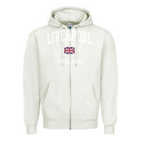 Oatmeal Heather Liverpool England Vintage Athletic Sports Design Zipper Hoodie - longCreatives
