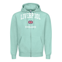 Seafoam Liverpool England Vintage Athletic Sports Design Zipper Hoodie - longCreatives