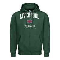 Sports Green Liverpool England Vintage Athletic Sports Design Zipper Hoodie - longCreatives