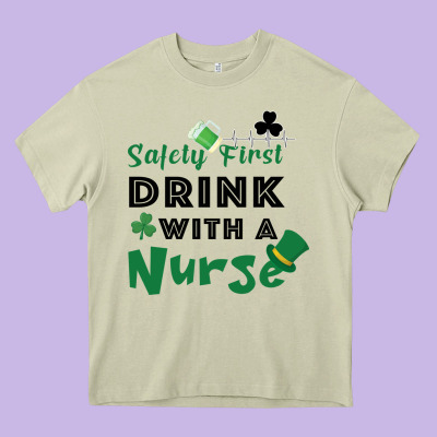 Safety First Drink With A Nurse Heavy Core Tee Designed By Bettercallsaul