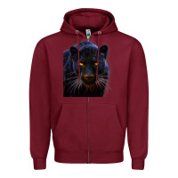 Burgundy Black Panther, Big Cat T Zipper Hoodie - longCreatives