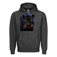 Charcoal Heather Black Panther, Big Cat T Zipper Hoodie - longCreatives