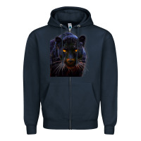 Navy Black Panther, Big Cat T Zipper Hoodie - longCreatives
