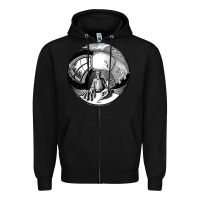 Black M.C. Escher Spherical Self Portrait Zipper Hoodie - longCreatives