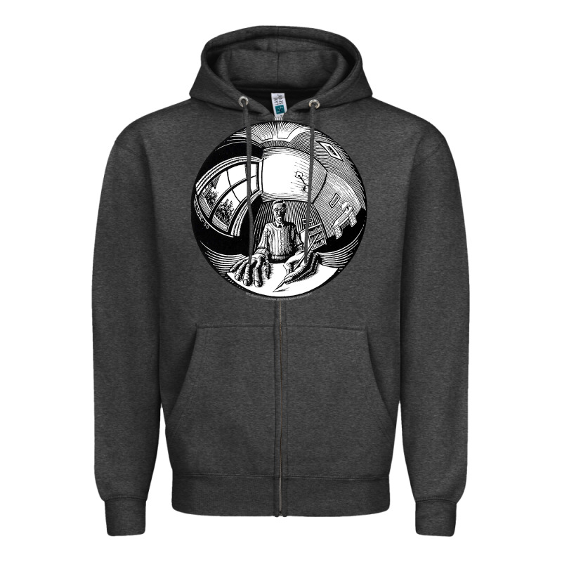 M.c. Escher Spherical Self Portrait Zipper Hoodie by longCreatives | Teevron