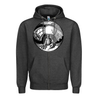 Charcoal Heather M.C. Escher Spherical Self Portrait Zipper Hoodie - longCreatives