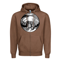 Chestnut M.C. Escher Spherical Self Portrait Zipper Hoodie - longCreatives