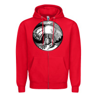 Red M.C. Escher Spherical Self Portrait Zipper Hoodie - longCreatives