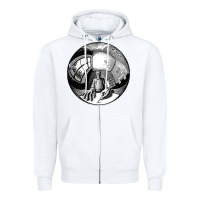 White M.C. Escher Spherical Self Portrait Zipper Hoodie - longCreatives