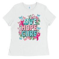 White Love hope cure cancer Awareness Ladies Tee - HowdyJamesFarm