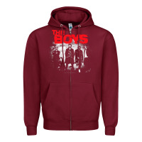 Burgundy The Boys Graffiti Group Photo Zipper Hoodie - longCreatives