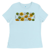 Baby Blue summer with sunflowers Ladies Tee - TumblerDesignByShophia