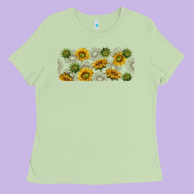 Summer With Sunflowers Ladies Tee Designed By Tumblerdesignbyshophia