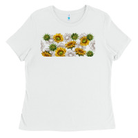 White summer with sunflowers Ladies Tee - TumblerDesignByShophia