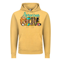 Vintage Mustard American Girl, western Cowhide Vintage Hoodie - CowCowDesign