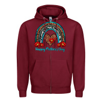 Burgundy happy mother's day rainbow Zipper Hoodie - Artiststas