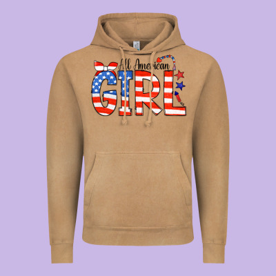 All American Girl Bandana Vintage Hoodie Designed By Cowcowdesign