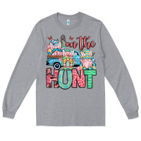 Heather Grey Easter gnomes on the hunt Long Sleeve Tee - OliviaCreatesArt