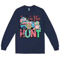 Navy Easter gnomes on the hunt Long Sleeve Tee - OliviaCreatesArt