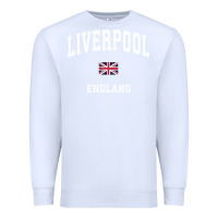 White Liverpool England Vintage Athletic Sports Design Premium Sweatshirt - longCreatives