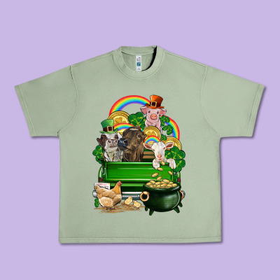 St. Patrick's Day Animal Truck Urban Heavy Tee Designed By Cowgirlartshop
