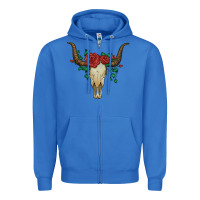 True Royal bull skull with roses Zipper Hoodie - Artiststas