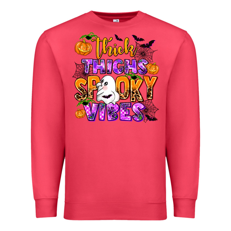 Thick Thighs Spooky Vibes Premium Sweatshirt by AdoDesignShop | Teevron