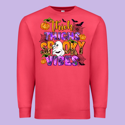Thick Thighs Spooky Vibes Premium Sweatshirt Designed By Adodesignshop