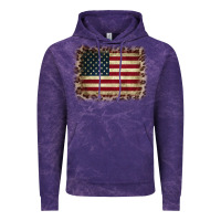 Cloud Purple America Flag and Leopard Vintage Hoodie - CowCowDesign