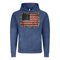 Vintage Denim America Flag and Leopard Vintage Hoodie - CowCowDesign