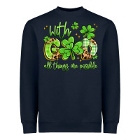 Navy with god all things are possible Heavyweight Sweatshirt - Artiststas