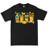 Black Childhood Cancer coffee cups yellow ribbon Premium Tee - NancyCooperArtShop