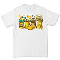 Childhood Cancer Coffee Cups Yellow Ribbon Premium Tee | Teevron