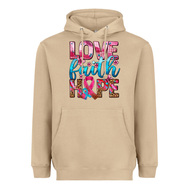 Love Faith Hope With Cancer Ribbon  Ado Heavyweight Hoodie by AdoDesignShop | Teevron