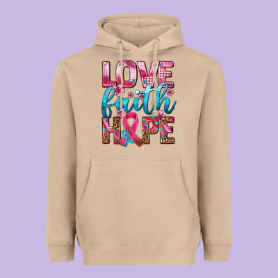 Love Faith Hope With Cancer Ribbon  Ado Heavyweight Hoodie Designed By Adodesignshop