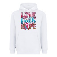 White love faith hope with cancer ribbon  ado Heavyweight Hoodie - AdoDesignShop