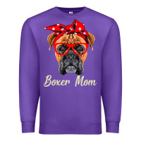 Purple Boxer Mom Dogs  Mothers Day Dog Lovers Gifts For Women Premium Sweatshirt - longCreatives