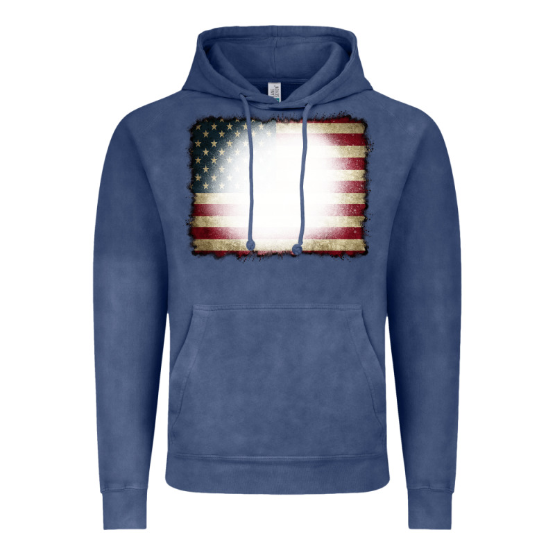American Flag Bleach Effect Vintage Hoodie by CowCowDesign | Teevron